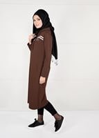 Tesettür giyim KAHVE ÖNDEN FERMUARLI SPOR CEKET 4151 
