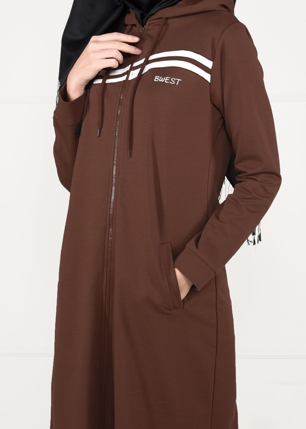 Tesettür giyim KAHVE ÖNDEN FERMUARLI SPOR CEKET 4151 