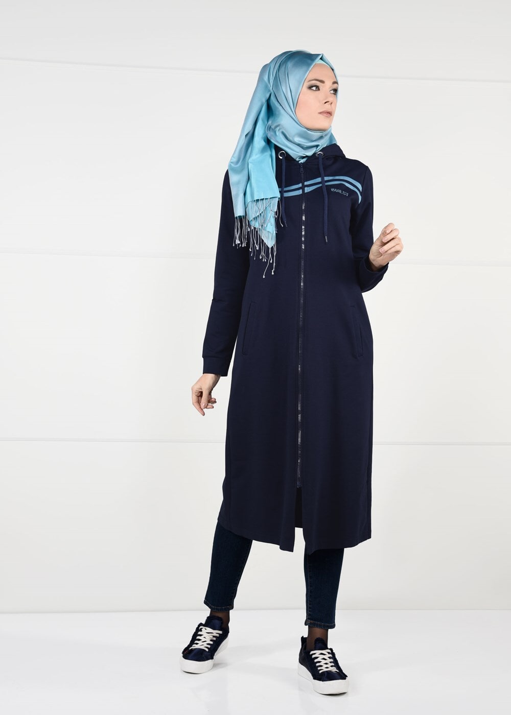 Tesettür giyim LACİVERT ÖNDEN FERMUARLI SPOR CEKET 4151 