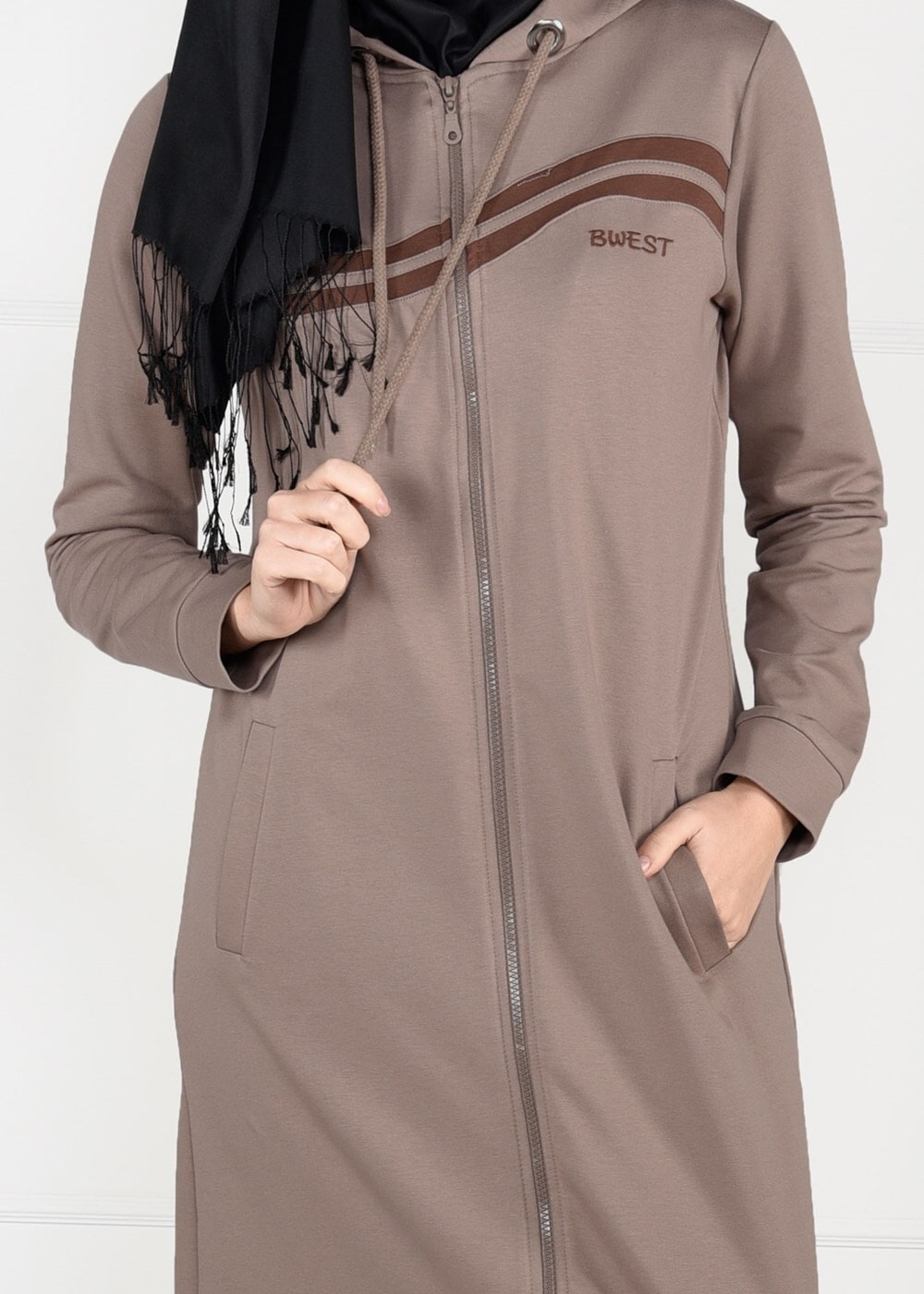 Tesettür giyim VİZON ÖNDEN FERMUARLI SPOR CEKET 4151 