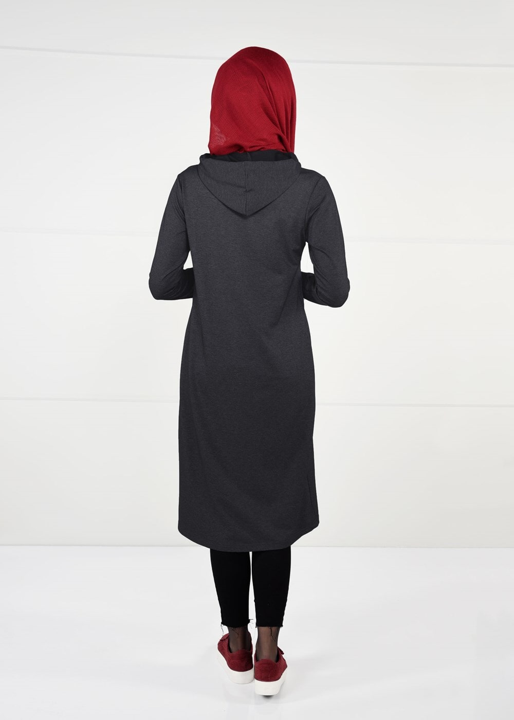 Tesettür giyim GRİ ÖNDEN FERMUARLI SPOR CEKET 4151 