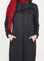 Tesettür giyim GRİ ÖNDEN FERMUARLI SPOR CEKET 4151 