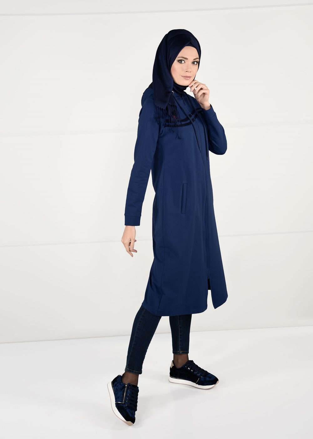 Hijab clothing NAVY BLUE ZIPPED SPORT JACKET 4151 
