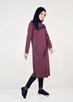 Tesettür giyim BORDO ÖNDEN FERMUARLI SPOR CEKET 4151 
