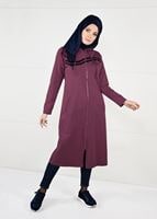 Tesettür giyim BORDO ÖNDEN FERMUARLI SPOR CEKET 4151 