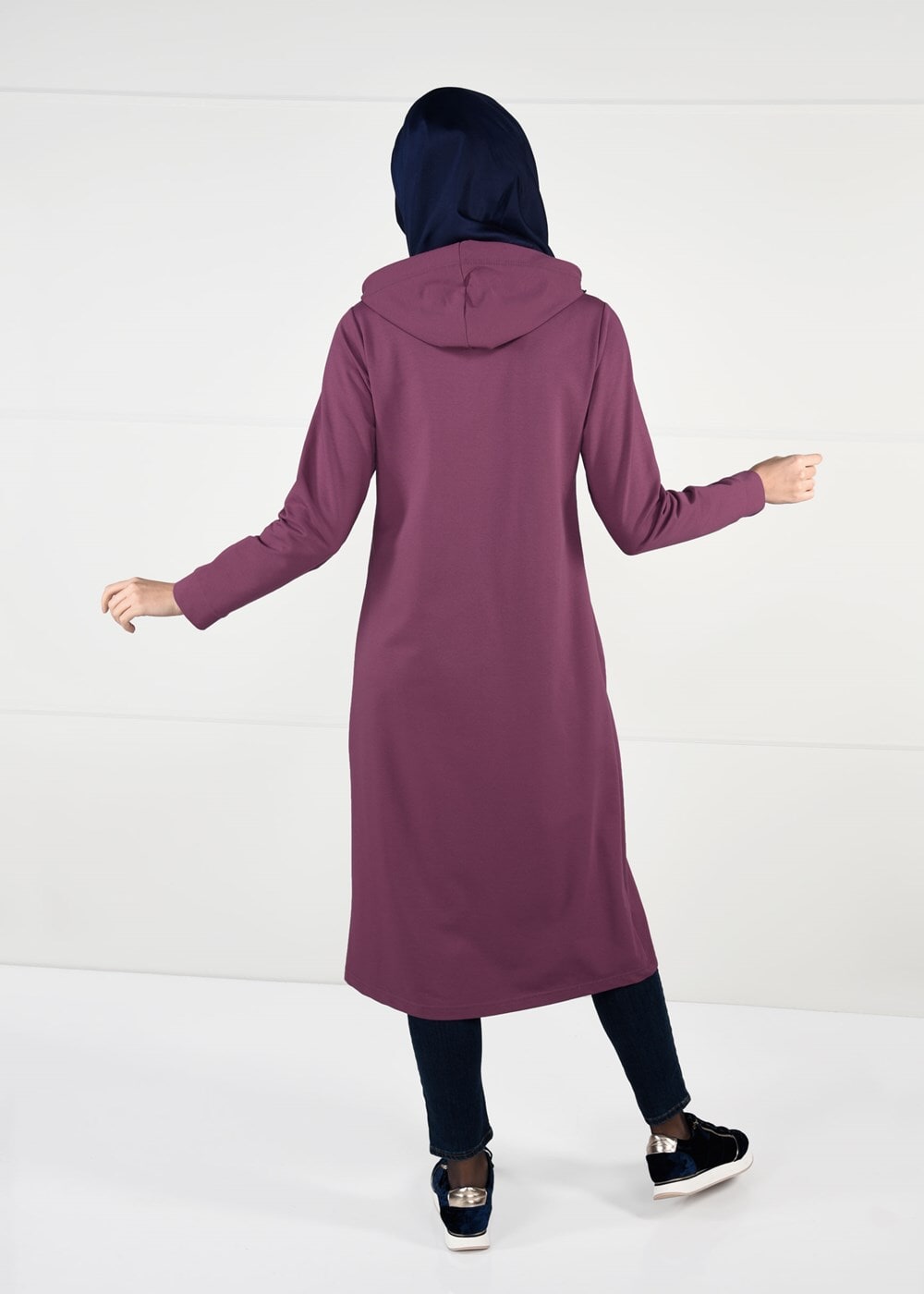 Tesettür giyim BORDO ÖNDEN FERMUARLI SPOR CEKET 4151 