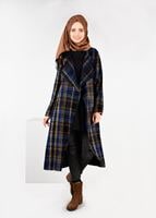 Tesettür giyim LACİVERT SUNİ DERİ KEMERLİ EKOSE CEKET 4711