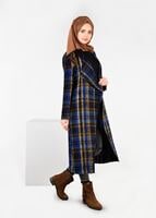 Tesettür giyim LACİVERT SUNİ DERİ KEMERLİ EKOSE CEKET 4711