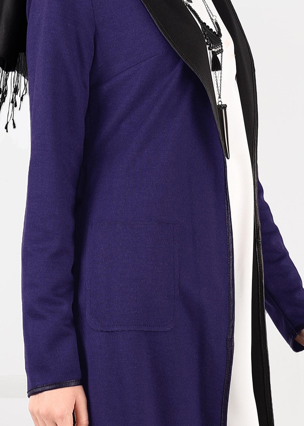 Tesettür giyim MOR OVAL KESİM CEPLİ CEKET 4754 