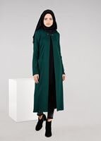 Tesettür giyim YEŞİL YAKASI DETAYLI CEKET 4756 