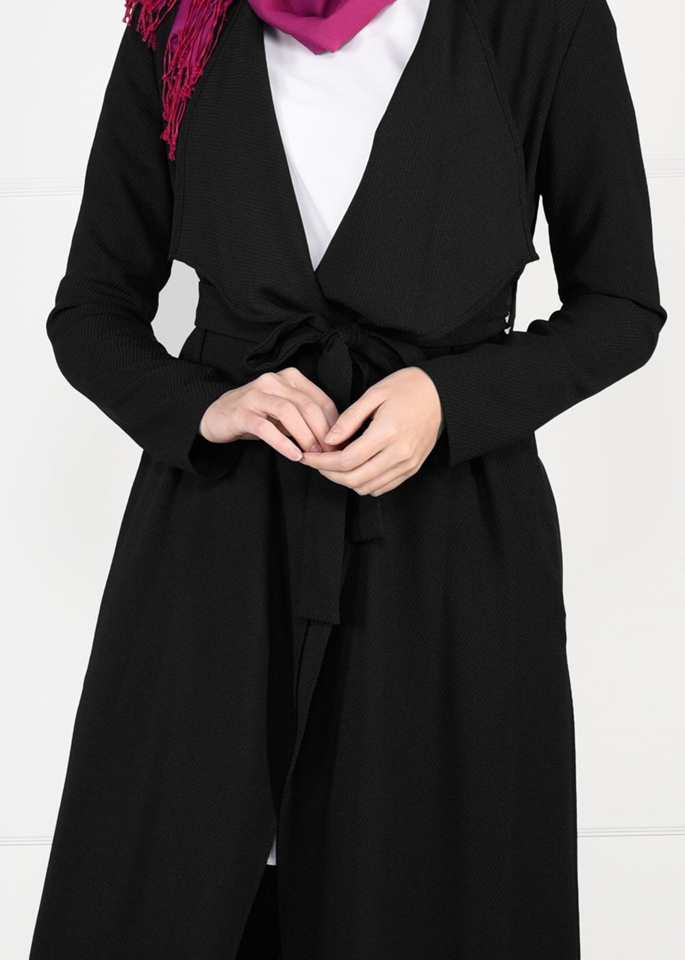 Tesettür giyim SİYAH KUŞAK DETAYLI CEKET 4932 