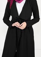 Tesettür giyim SİYAH KUŞAK DETAYLI CEKET 4932 