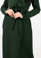 Tesettür giyim HAKİ KUŞAK DETAYLI CEKET 4932 