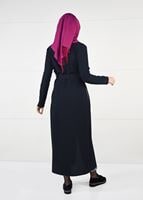Tesettür giyim LACİVERT KUŞAK DETAYLI CEKET 4932 