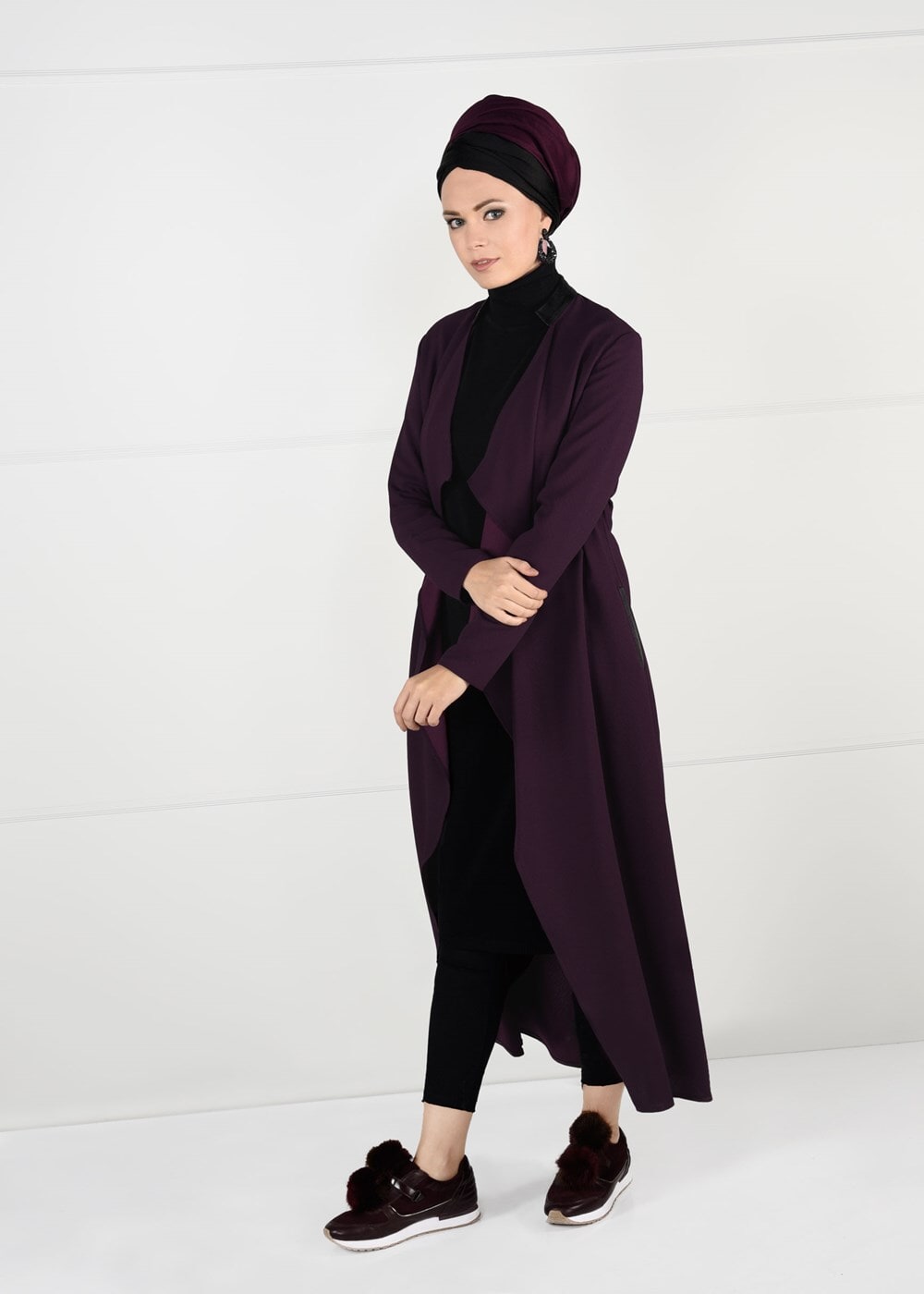 Tesettür giyim MÜRDÜM KUŞAK DETAYLI CEKET 4932 