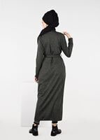 Tesettür giyim HAKİ KUŞAK DETAYLI CEKET 4933 