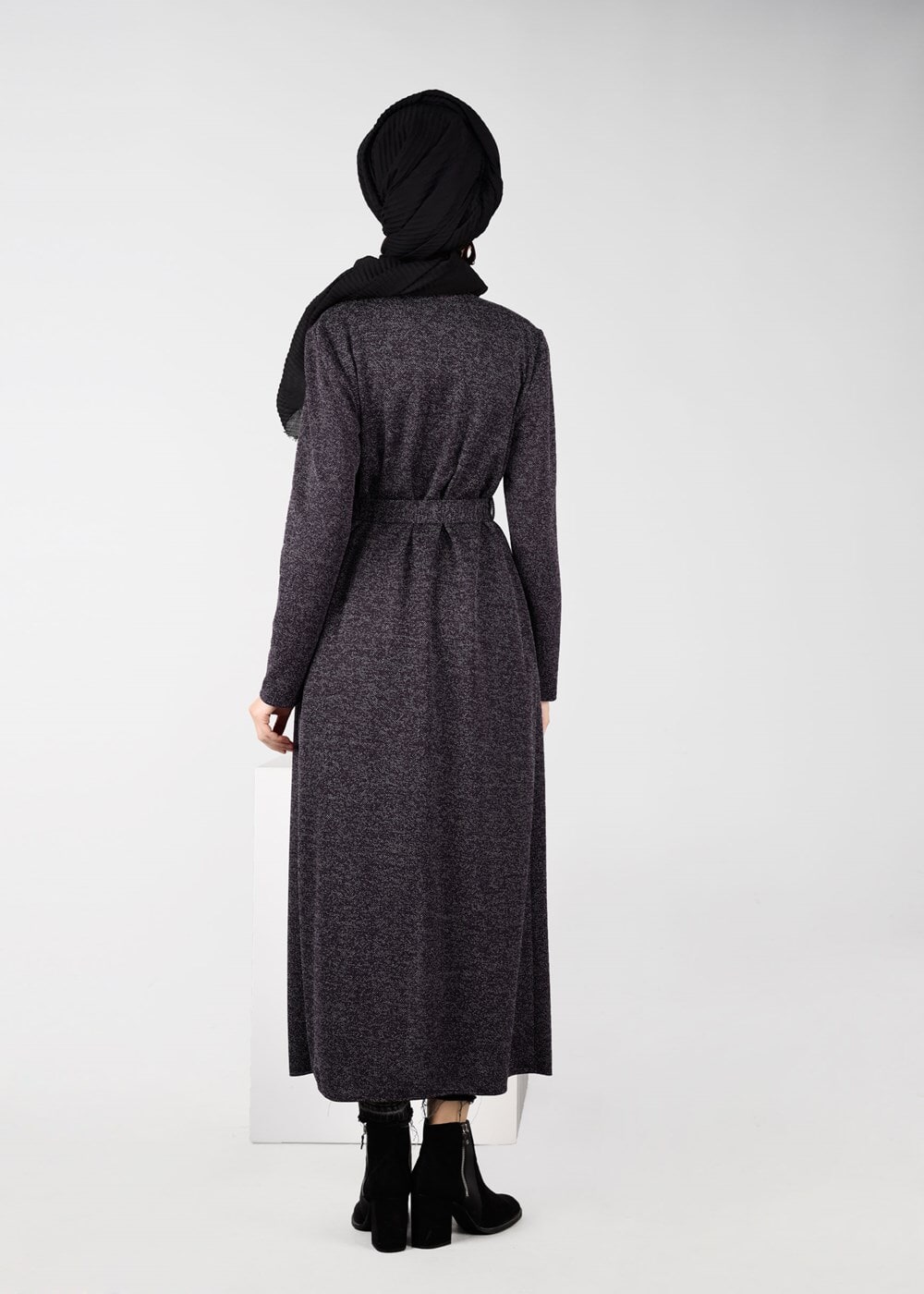 Vêtements hijab PRUNE VESTE AVEC CEINTURE 4933 
