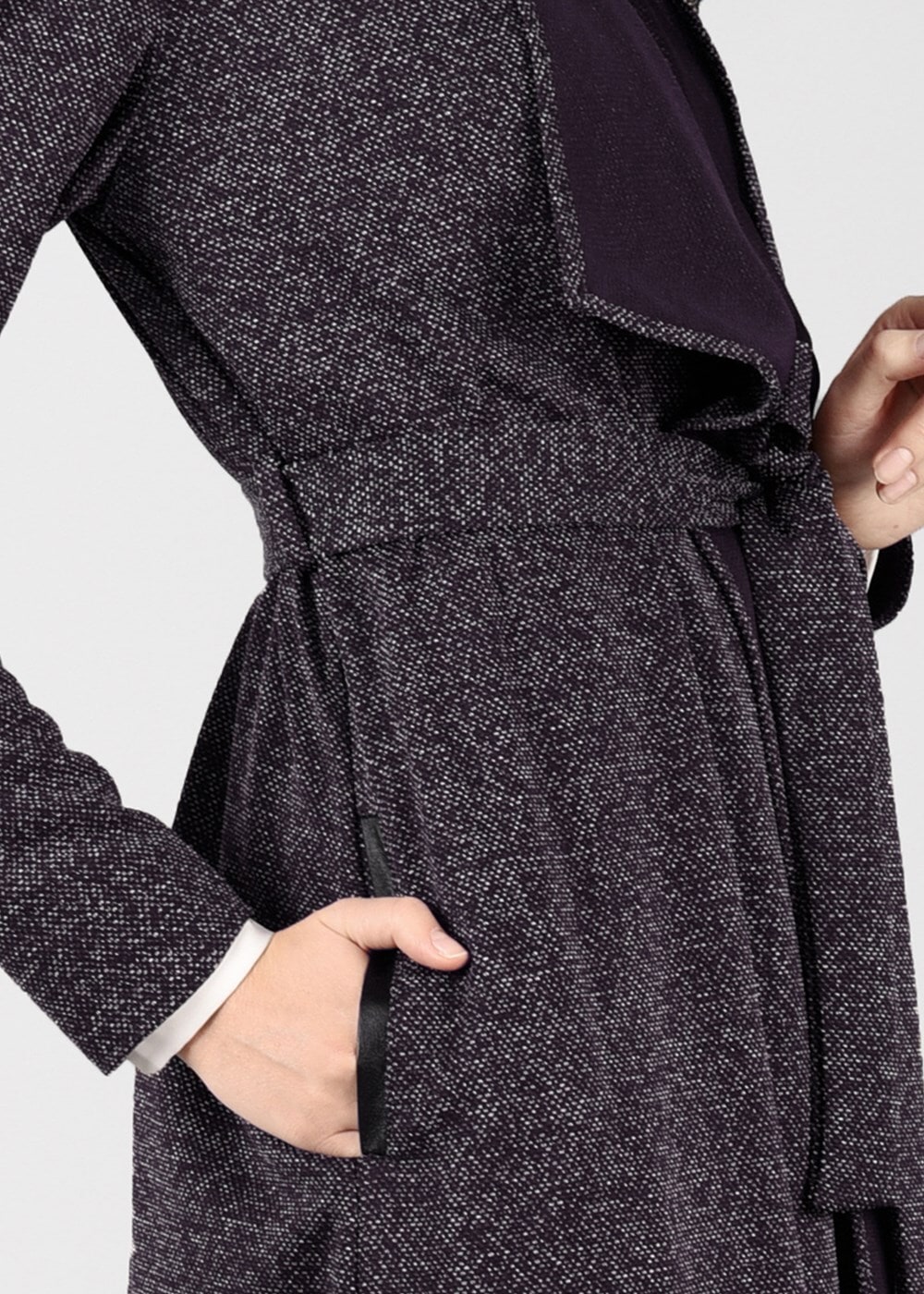 Vêtements hijab PRUNE VESTE AVEC CEINTURE 4933 