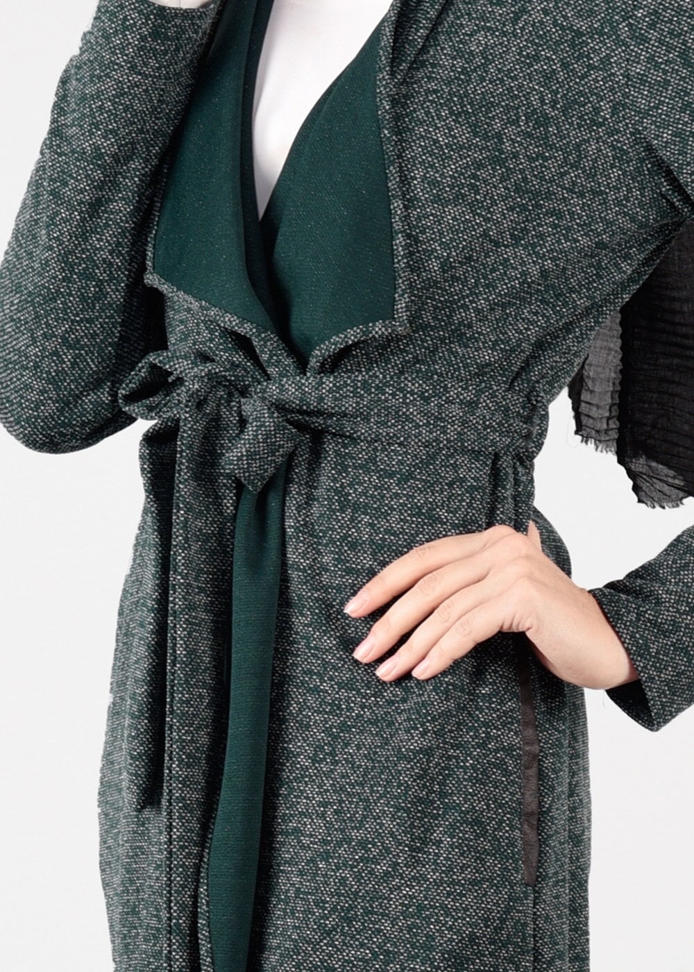 Vêtements hijab VERT VESTE AVEC CEINTURE 4933 