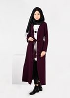 Tesettür giyim BORDO YANLARI YIRTMAÇLI CEKET 4934 