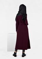 Tesettür giyim BORDO YANLARI YIRTMAÇLI CEKET 4934 