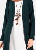 Tesettür giyim YEŞİL YANLARI YIRTMAÇLI CEKET 4934 