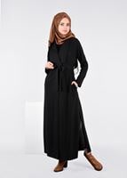Tesettür giyim SİYAH KUŞAKLI HIRKA 4944