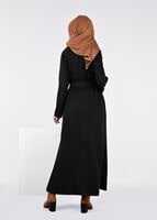 Tesettür giyim SİYAH KUŞAKLI HIRKA 4944