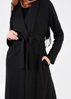 Tesettür giyim SİYAH KUŞAKLI HIRKA 4944