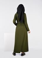 Tesettür giyim HAKİ KUŞAKLI HIRKA 4944