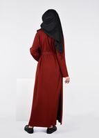 Tesettür giyim KAHVE KUŞAKLI HIRKA 4944