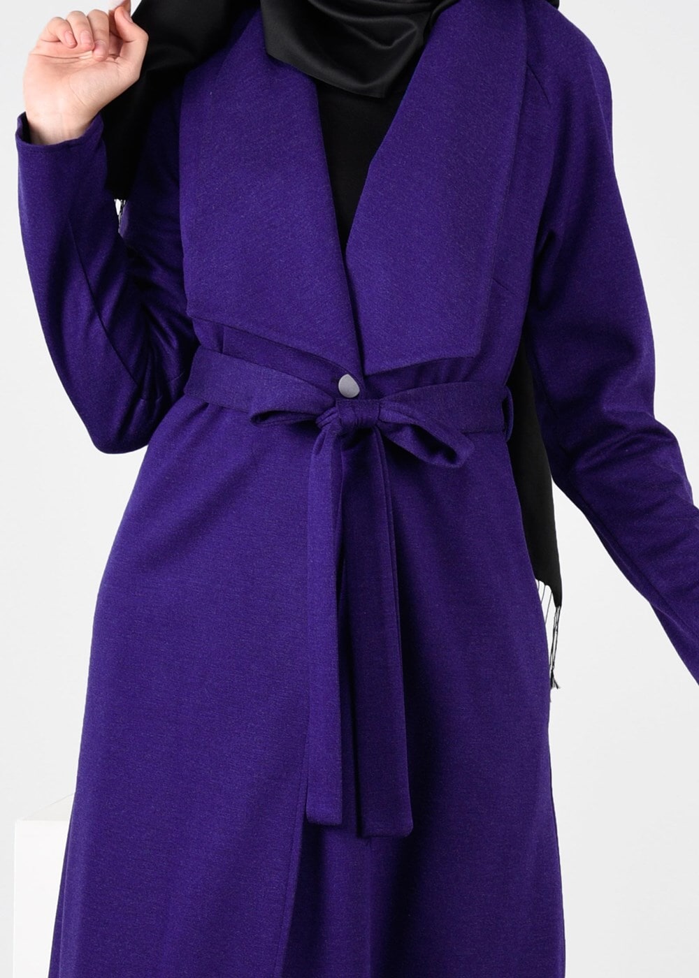 Tesettür giyim LACİVERT KUŞAKLI HIRKA 4944