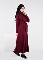 Tesettür giyim MOR KUŞAKLI HIRKA 4944