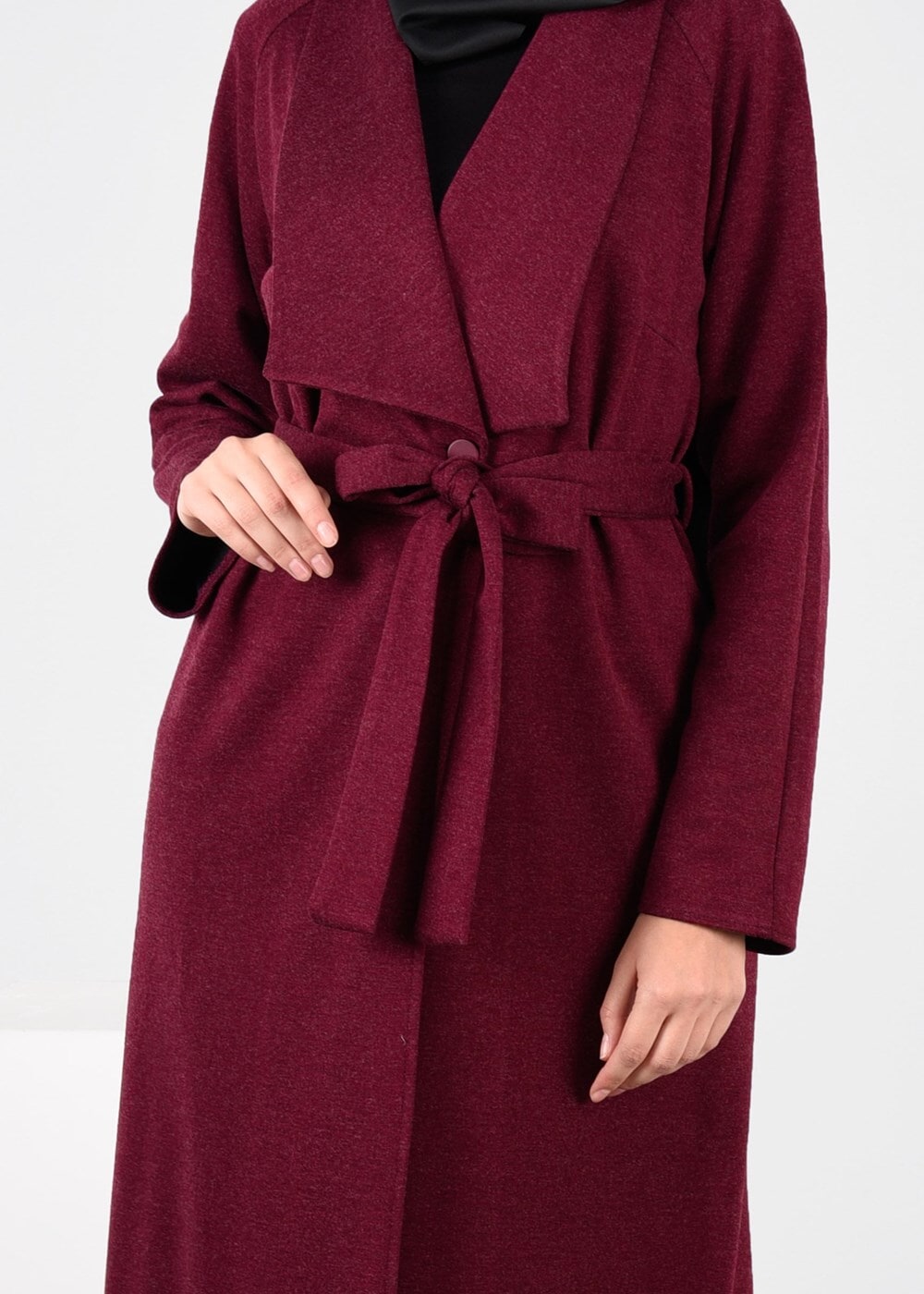 Tesettür giyim MOR KUŞAKLI HIRKA 4944