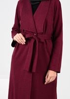 Tesettür giyim MOR KUŞAKLI HIRKA 4944