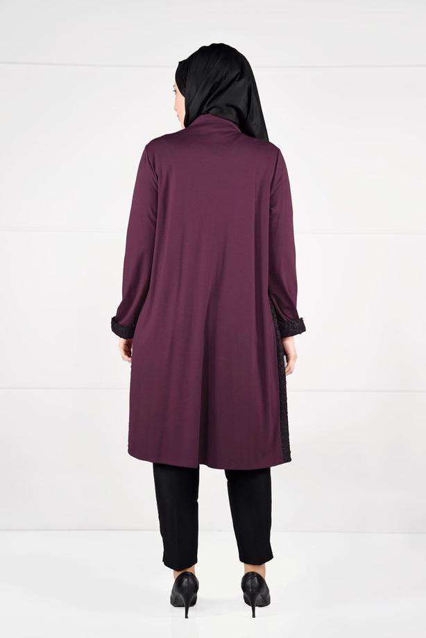 Vêtements hijab POURPRE GILET MAILLE EN DENTELLE 4947 - TRENDTESETTÜR