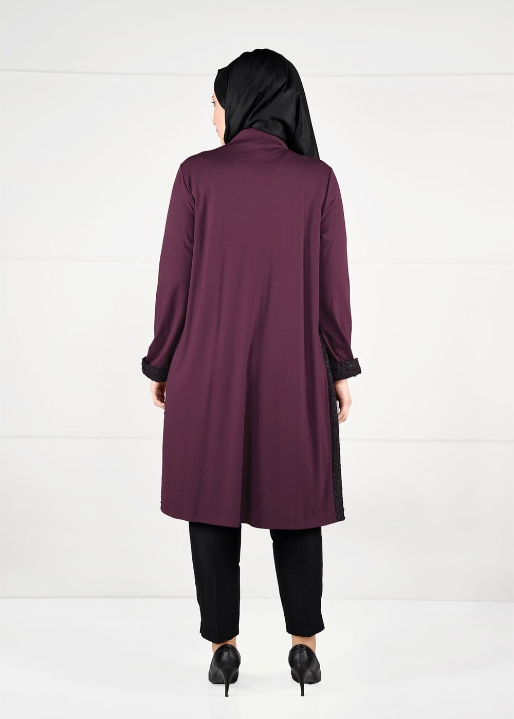 Vêtements hijab POURPRE GILET MAILLE EN DENTELLE 4947