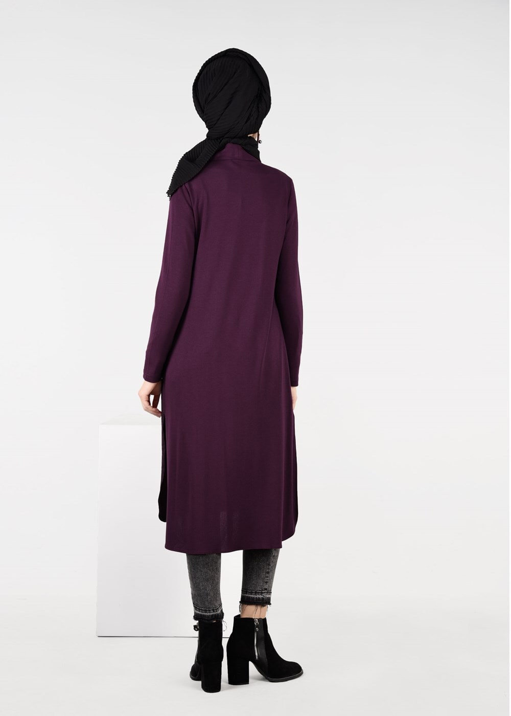 Hijab clothing CLARET RED PATTERNED JACKET 4952 