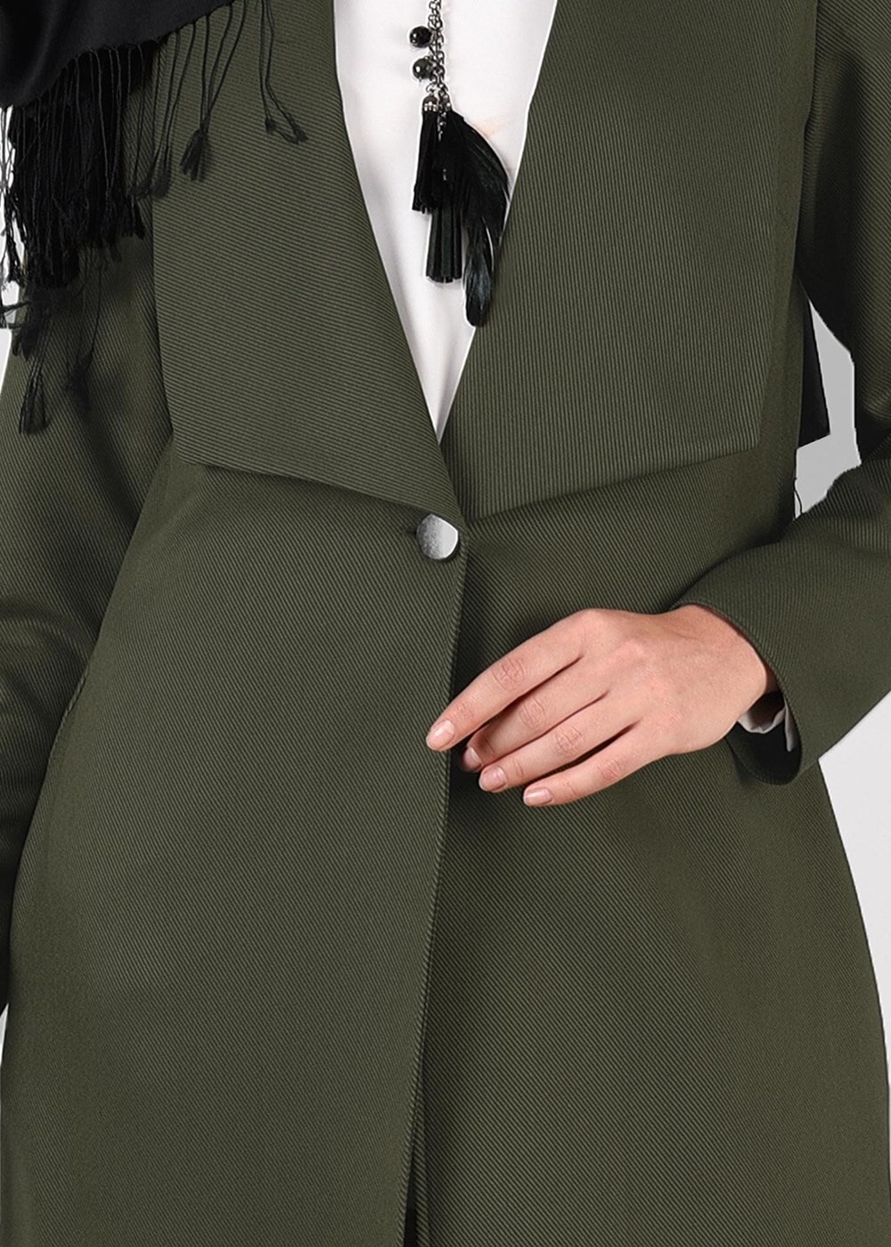 Tesettür giyim HAKİ DÜĞMELİ CEKET 4953 