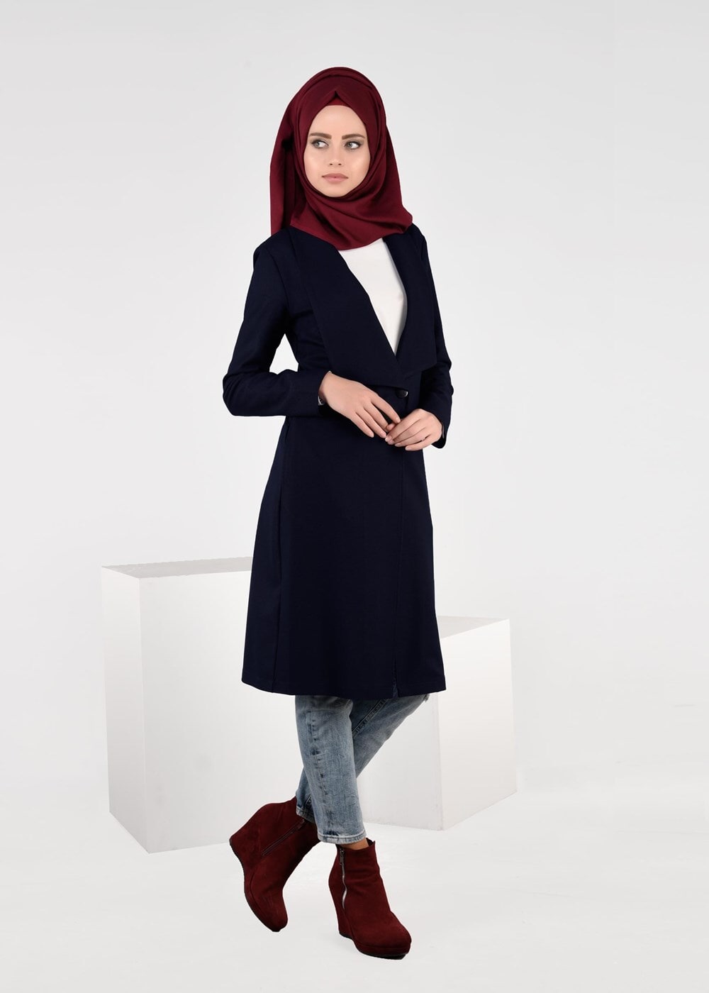 Tesettür giyim LACİVERT DÜĞMELİ CEKET 4953 