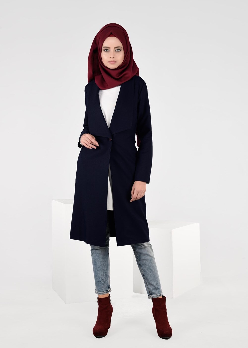 Tesettür giyim LACİVERT DÜĞMELİ CEKET 4953 