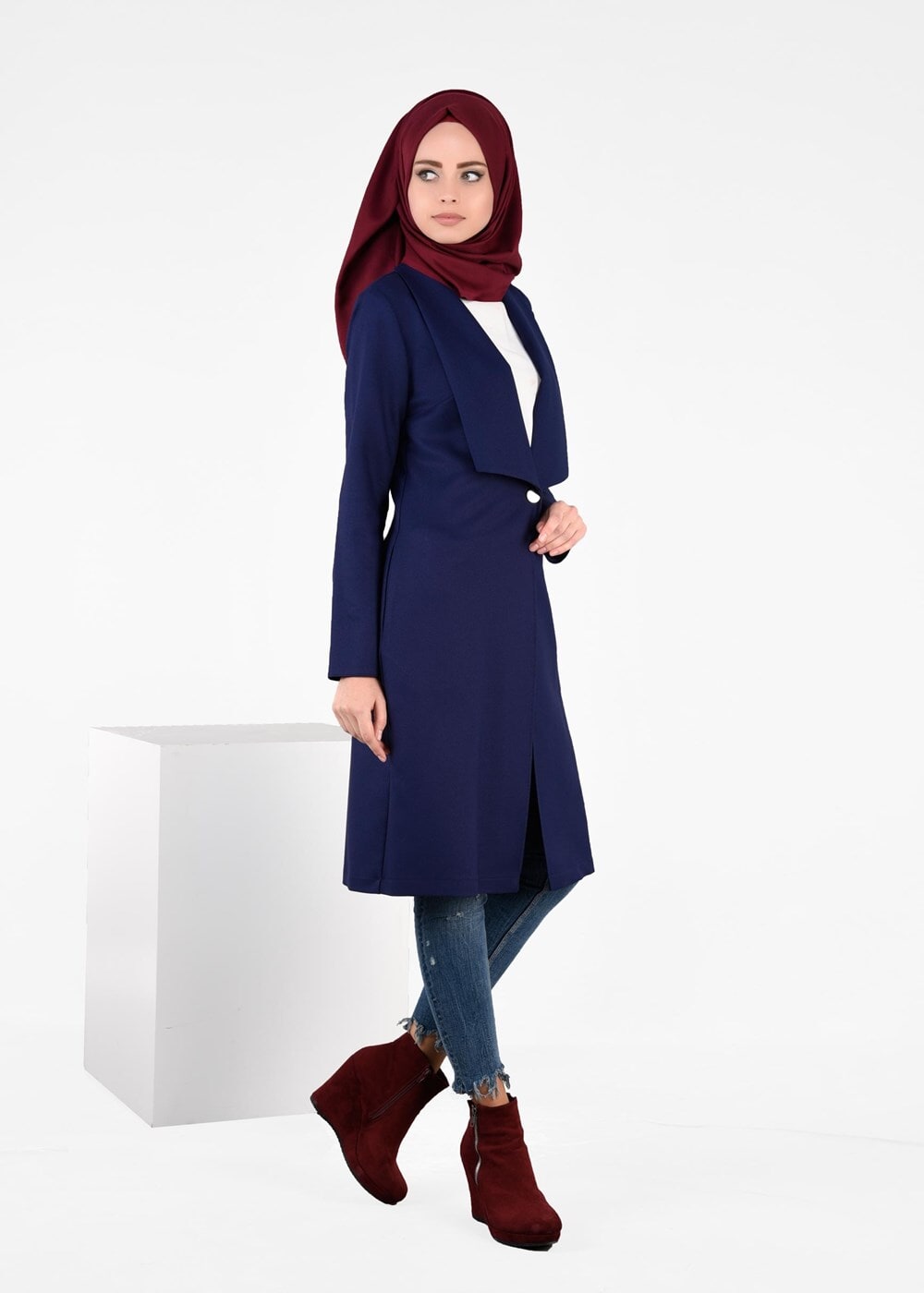 Tesettür giyim LACİVERT DÜĞMELİ CEKET 4953 