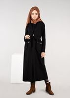 Tesettür giyim SİYAH BELİ KUŞAKLI KEÇE CEKET 4954 