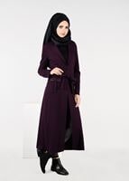 Tesettür giyim MÜRDÜM BELİ KUŞAKLI KEÇE CEKET 4954 