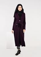 Tesettür giyim MÜRDÜM BELİ KUŞAKLI KEÇE CEKET 4954 