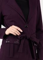 Tesettür giyim MÜRDÜM BELİ KUŞAKLI KEÇE CEKET 4954 