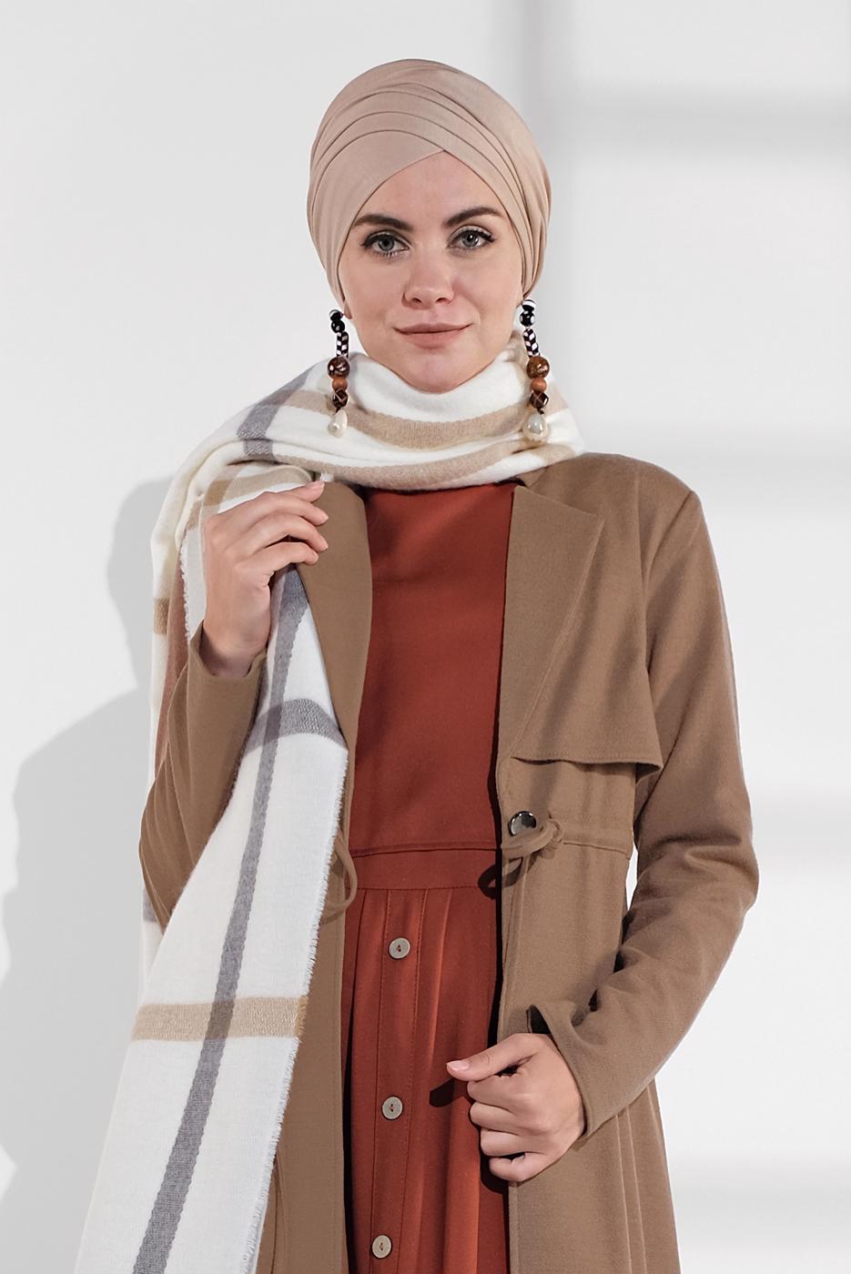 Hijab clothing BROWN ALVINA TIE-FRONT FELT JACKET 4975 