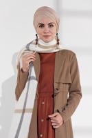 Hijab clothing BROWN ALVINA TIE-FRONT FELT JACKET 4975 