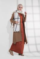 Hijab clothing BROWN ALVINA TIE-FRONT FELT JACKET 4975 