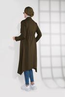 Tesettür giyim HAKİ ALVİNA BELİ BAĞCIKLI KEÇE CEKET 4975 